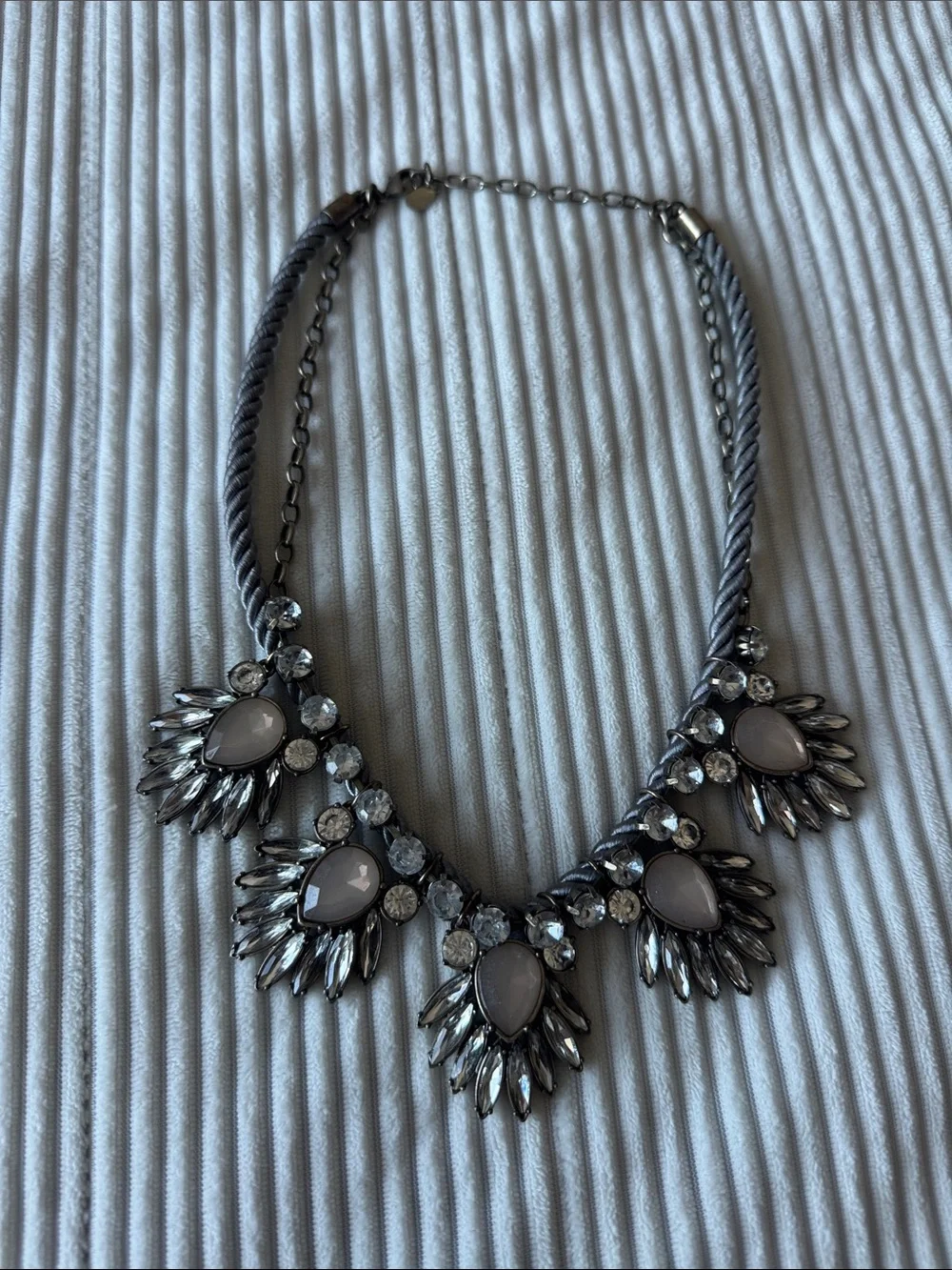 Loft Statement Gray Crystal Teardrop Necklace - Women Jewelry